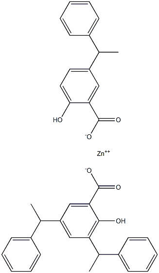 Zinc 3,5-bis(1-phenylethyl)-2-hydroxybenzenecarboxylate 5-(1-phenylethyl)-2-hydroxybenzenecarboxylate Structure