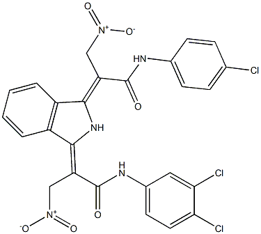 1-[1-[(p-Chlorophenyl)carbamoyl]-2-nitroethylidene]-3-[1-[(3,4-dichlorophenyl)carbamoyl]-2-nitroethylidene]isoindoline Struktur
