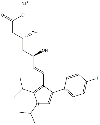 (3R,5R,6E)-3,5-Dihydroxy-7-[1,2-diisopropyl-4-(4-fluorophenyl)-1H-pyrrol-3-yl]-6-heptenoic acid sodium salt Structure
