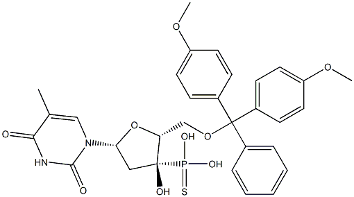 5'-O-(4,4'-Dimethoxytrityl)thymidine 3'-thiophosphonic acid Structure