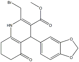 1,4,5,6,7,8-Hexahydro-5-oxo-2-(bromomethyl)-4-(1,3-benzodioxol-5-yl)quinoline-3-carboxylic acid methyl ester 结构式