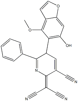 4-Methoxy-5-[[2-phenyl-5-cyano-3,6-dihydro-6-(dicyanomethylene)pyridin]-3-yl]benzofuran-6-ol