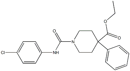 1-[(p-Chlorophenyl)carbamoyl]-4-phenyl-4-piperidinecarboxylic acid ethyl ester Struktur