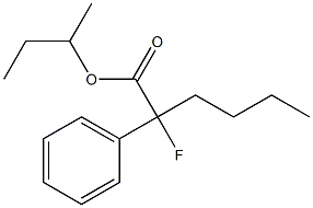 2-フルオロ-2-フェニルヘキサン酸sec-ブチル 化学構造式