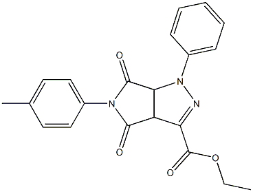1,3a,4,5,6,6a-ヘキサヒドロ-4,6-ジオキソ-5-(4-メチルフェニル)-1-(フェニル)ピロロ[3,4-c]ピラゾール-3-カルボン酸エチル 化学構造式