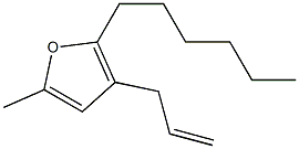 2-ヘキシル-5-メチル-3-アリルフラン 化学構造式