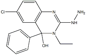 3,4-Dihydro-6-chloro-4-phenyl-3-ethyl-2-hydrazinoquinazolin-4-ol 结构式