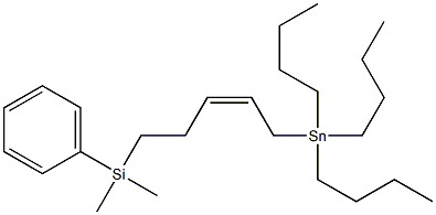 (Z)-5-(ジメチルフェニルシリル)-1-(トリブチルスタンニル)-2-ペンテン 化学構造式