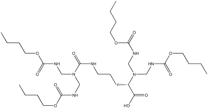 (10S)-4,11-Bis[[(butoxycarbonyl)amino]methyl]-10-carboxy-5-oxo-2,4,6,11,13-pentaazatetradecanedioic acid 1,14-dibutyl ester Struktur