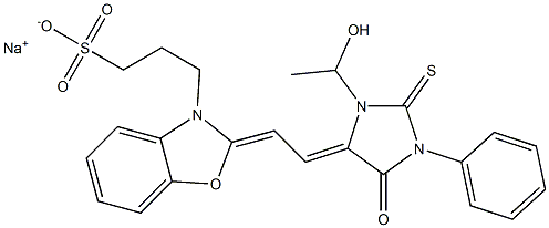 1-(1-Hydroxyethyl)-3-phenyl-5-[2-[2,3-dihydro-3-(3-sulfopropyl)benzoxazol-2-ylidene]ethylidene]-2-thioxoimidazolidin-4-one sodium salt