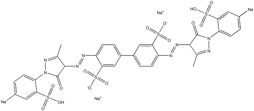 4,4'-Bis[[4,5-dihydro-3-methyl-5-oxo-1-(4-sodiosulfophenyl)-1H-pyrazol-4-yl]azo]-1,1'-biphenyl-3,3'-disulfonic acid disodium salt Structure