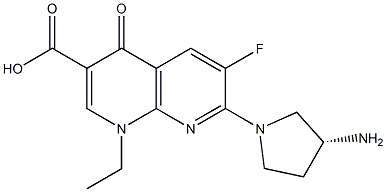 (3R)-3-Amino-1-[(1-ethyl-3-carboxy-1,4-dihydro-6-fluoro-4-oxo-1,8-naphthyridin)-7-yl]pyrrolidine Struktur