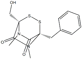 (1R,4R)-1-Hydroxymethyl-5,7-dimethyl-4-phenylmethyl-2,3-dithia-5,7-diazabicyclo[2.2.2]octane-6,8-dione 结构式