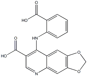 4-[(2-カルボキシフェニル)アミノ]-6,7-(メチレンジオキシ)キノリン-3-カルボン酸 化学構造式