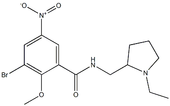 N-[(1-エチル-2-ピロリジニル)メチル]-2-メトキシ-3-ブロモ-5-ニトロベンズアミド 化学構造式