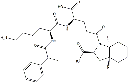 (2S,3aS,7aS)-Octahydro-1-[(4R)-4-[[(2S)-6-amino-2-[2-phenylpropanoylamino]hexanoyl]amino]-4-carboxybutyryl]-1H-indole-2-carboxylic acid Structure