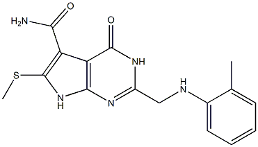 2-[(o-Methylphenylamino)methyl]-6-(methylthio)-4-oxo-3,4-dihydro-7H-pyrrolo[2,3-d]pyrimidine-5-carboxamide Structure