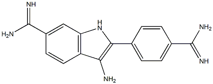 2-(4-アミジノフェニル)-3-アミノ-1H-インドール-6-カルボアミジン 化学構造式