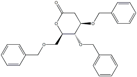 (4R)-4β,5α-ジ(ベンジルオキシ)-6β-(ベンジルオキシメチル)テトラヒドロ-2H-ピラン-2-オン 化学構造式