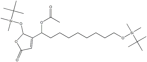 酢酸1-[[2,5-ジヒドロ-5-オキソ-2-(tert-ブチルジメチルシロキシ)フラン]-3-イル]-9-(tert-ブチルジメチルシロキシ)ノニル 化学構造式