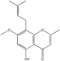 2-Methyl-5-hydroxy-7-methoxy-8-(3-methyl-2-butenyl)chromone Structure