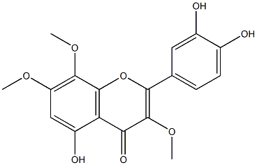 2-(3,4-ジヒドロキシフェニル)-5-ヒドロキシ-3,7,8-トリメトキシ-4H-1-ベンゾピラン-4-オン 化学構造式