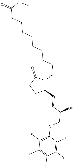 (13E,15R)-1-[2-(メトキシカルボニル)エチル]-15-ヒドロキシ-16-(ペンタフルオロフェノキシ)-17,18,19,20-テトラノルプロスタ-13-エン-9-オン 化学構造式