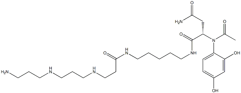 (2S)-N1-(7-Oxo-6,10,14,18-tetraazaoctadecan-1-yl)-2-[(2,4-dihydroxyphenyl)acetylamino]succinamide 结构式