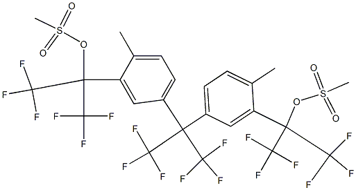 2,2-ビス[4-メチル-3-(2-メタンスルホニルオキシ-1,1,1,3,3,3-ヘキサフルオロプロパン-2-イル)フェニル]-1,1,1,3,3,3-ヘキサフルオロプロパン 化学構造式