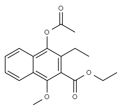 1-アセトキシ-2-エチル-3-(エトキシカルボニル)-4-メトキシナフタレン 化学構造式