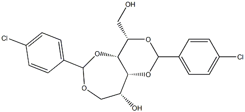 2-O,4-O:3-O,6-O-ビス(4-クロロベンジリデン)-D-グルシトール 化学構造式