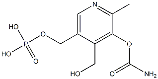 Carbamic acid 2-methyl-4-(hydroxymethyl)-5-(phosphonooxymethyl)-3-pyridyl ester Struktur