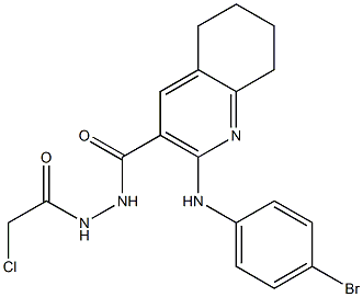 N'-[2-クロロアセチル]-2-[(4-ブロモフェニル)アミノ]-5,6,7,8-テトラヒドロキノリン-3-カルボヒドラジド 化学構造式