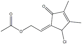 5-[(E)-2-アセチルオキシエチリデン]-4-クロロ-2,3-ジメチル-2-シクロペンテン-1-オン 化学構造式