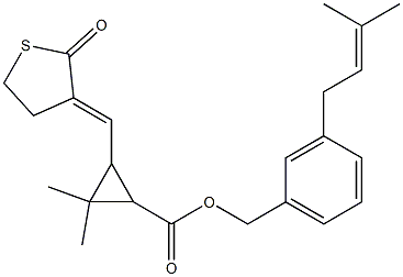 3-[[(3E)-2-オキソチオラン-3-イリデン]メチル]-2,2-ジメチルシクロプロパンカルボン酸3-(3-メチル-2-ブテニル)ベンジル 化学構造式