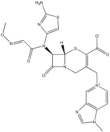 (7R)-7-[(2-Amino-4-thiazolyl)(methoxyimino)acetylamino]-3-[[1-methyl-(1H-imidazo[4,5-c]pyridin-5-ium)-5-yl]methyl]cepham-3-ene-4-carboxylic acid Struktur