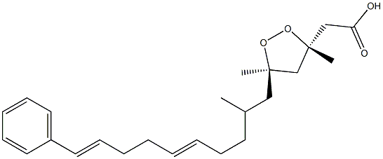 (3S,5R,10E,14E)-15-Phenyl-3,5,7-trimethyl-3,5-epidioxy-10,14-pentadecadienoic acid 结构式