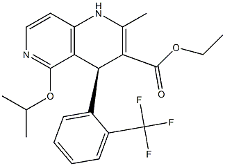(4S)-1,4-ジヒドロ-5-イソプロピルオキシ-2-メチル-4-[2-(トリフルオロメチル)フェニル]-1,6-ナフチリジン-3-カルボン酸エチル 化学構造式