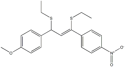(Z)-1,3-ビス(エチルチオ)-1-(4-ニトロフェニル)-3-(4-メトキシフェニル)-1-プロペン 化学構造式