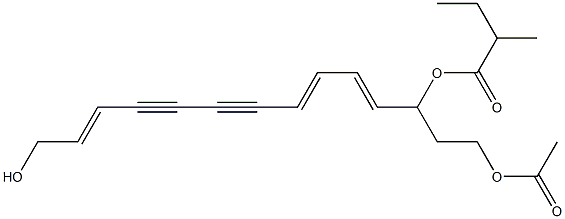 (4E,6E,12E)-Tetradeca-4,6,12-triene-8,10-diyne-1,3,14-triol 1-acetate 3-(2-methylbutyrate) Structure