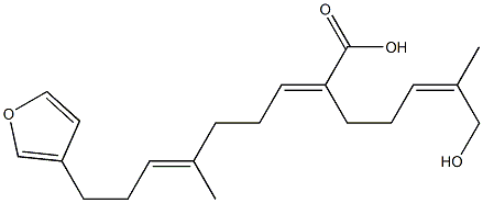 (2E,6E)-9-(フラン-3-イル)-2-[(Z)-5-ヒドロキシ-4-メチル-3-ペンテニル]-6-メチル-2,6-ノナジエン酸 化学構造式