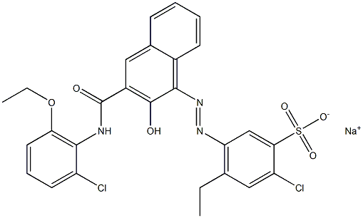 2-Chloro-4-ethyl-5-[[3-[[(2-chloro-6-ethoxyphenyl)amino]carbonyl]-2-hydroxy-1-naphtyl]azo]benzenesulfonic acid sodium salt Struktur