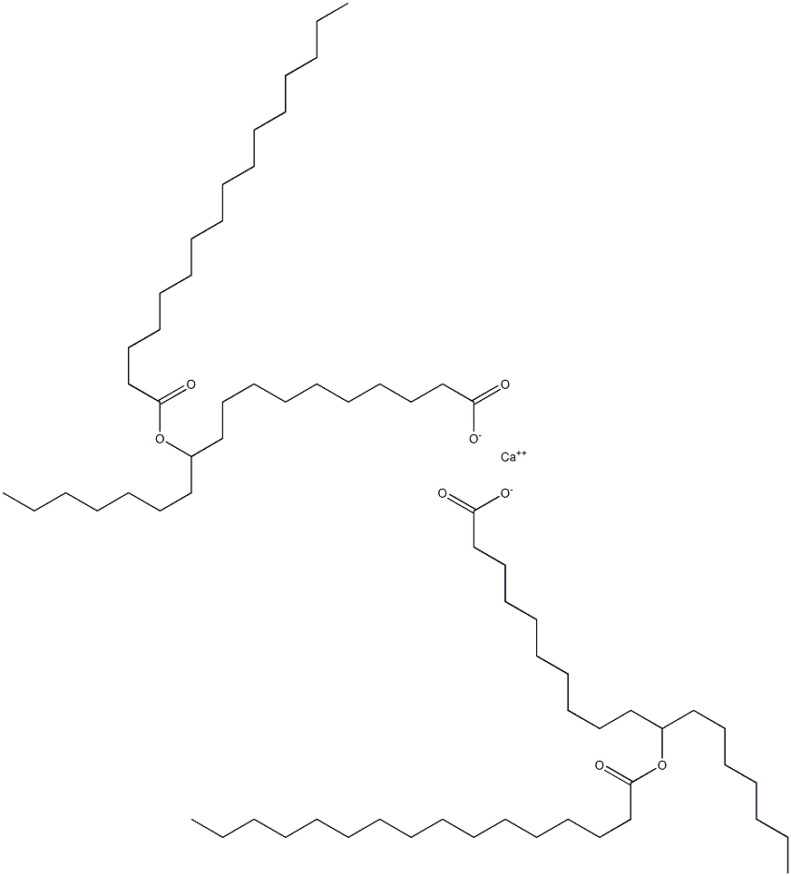 Bis(11-hexadecanoyloxyoctadecanoic acid)calcium salt Structure