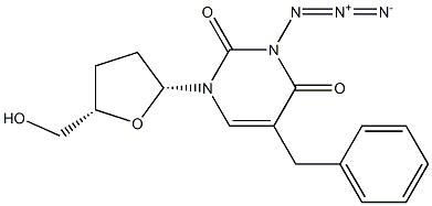 5-[ベンジル]-3-アジド-2',3'-ジデオキシウリジン 化学構造式