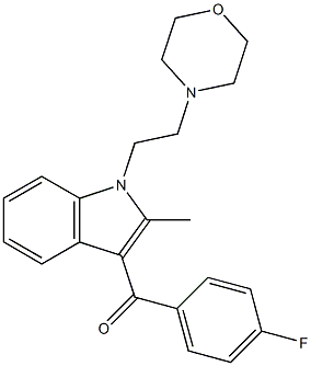3-(4-フルオロベンゾイル)-2-メチル-1-[2-モルホリノエチル]-1H-インドール 化学構造式