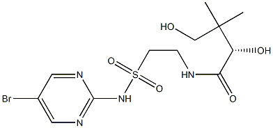[S,(-)]-N-[2-[(5-ブロモ-2-ピリミジニル)スルファモイル]エチル]-2,4-ジヒドロキシ-3,3-ジメチルブチルアミド 化学構造式