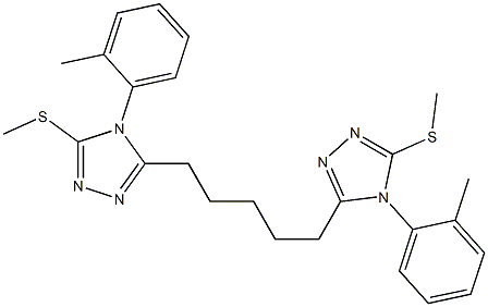 4,4'-ビス(2-メチルフェニル)-5,5'-ビス(メチルチオ)[3,3'-(ペンタン-1,5-ジイル)ビス(4H-1,2,4-トリアゾール)] 化学構造式