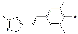 4-[(E)-2-(3-メチル-5-イソオキサゾリル)エテニル]-2,6-ジメチルフェノール 化学構造式