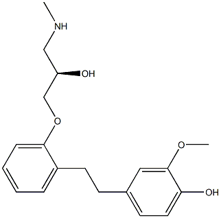 (2R)-1-[2-(4-ヒドロキシ-3-メトキシフェネチル)フェノキシ]-3-メチルアミノ-2-プロパノール 化学構造式
