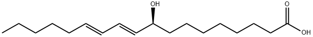 [10E,12E,R,(-)]-9-Hydroxy-10,12-octadecadienoic acid, 18104-44-4, 结构式
